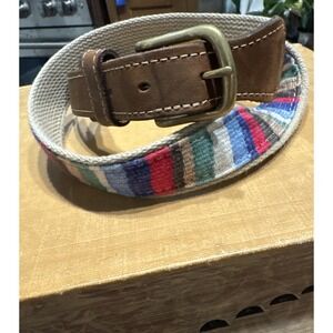A Tail We Could Wag Belt Colorful Cotton Weave Over Nylon Brass Ring Buckle 32